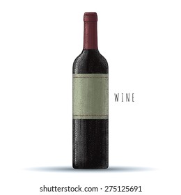 Bottle of wine. Watercolor vector illustration