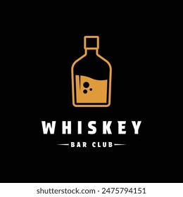 bottle of wine whiskey logo design concept idea