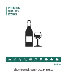 Bottle of wine and wineglass icon