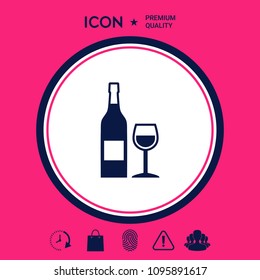 Bottle of wine and wineglass icon