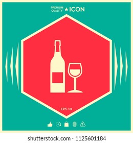 Bottle of wine and wineglass icon
