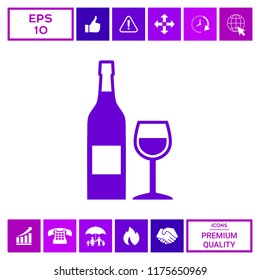 Bottle of wine and wineglass icon