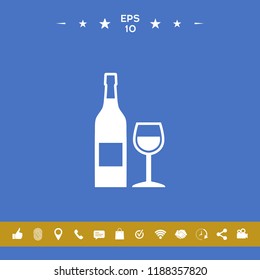 Bottle of wine and wineglass icon
