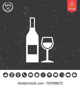 Bottle of wine and wineglass icon