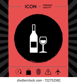 Bottle of wine and wineglass icon