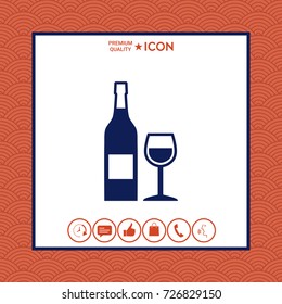 Bottle of wine and wineglass icon