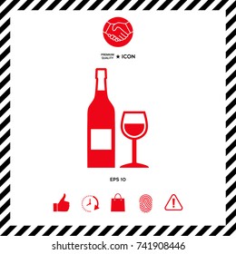 Bottle of wine and wineglass icon