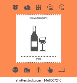 Bottle of wine and wineglass icon. Graphic elements for your design