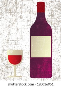 BOTTLE OF WINE WITH WINEGLASS VECTOR
