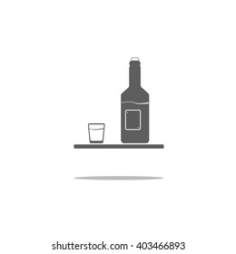 Bottle and wineglass icon. 