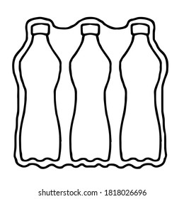 bottle wrap with plastic line art icon logo.