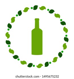 Bottle and wreath on white