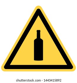 Bottle and yellow danger sign