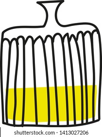 Bottle with yellow liquid hand drawn illustration isolated on background