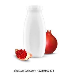Flasche Jogurt mit Granatapfelsäure. EPS10-Vektor