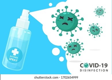 Bottled Alcohol Spray To Spray Corona Virus. Germ Prevention Concept.