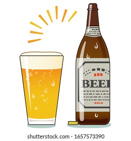 Bottled beer and glass beer