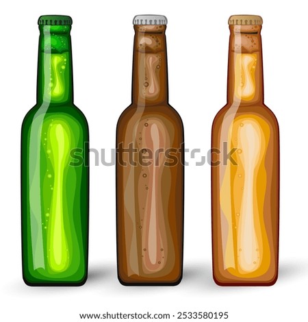 Bottled beer green and brown colors or beverage or carbonated drinks. Oktoberfest.