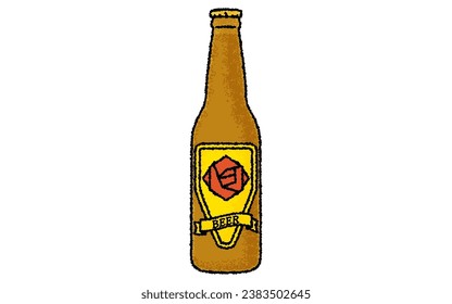 Bottled beer with a hand-drawn, analog touch, Vector Illustration