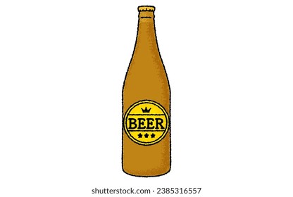 Bottled beer with a hand-drawn, analog touch, Vector Illustration