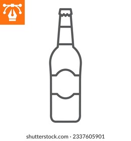 Bottled beer line icon, outline style icon for web site or mobile app, oktoberfest and alcohol, glass bottle vector icon, simple vector illustration, vector graphics with editable strokes.