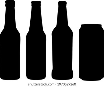 Bottled beer. A set of alcoholic beverages. Vector image.