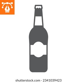 Bottled beer solid icon, glyph style icon for web site or mobile app, oktoberfest and alcohol, glass bottle vector icon, simple vector illustration, vector graphics with editable strokes.