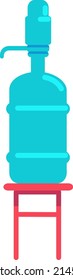 Bottled drinking water hand pump semi flat color vector object. Dispensing system. Delivering water. Full sized item on white. Simple cartoon style illustration for web graphic design and animation