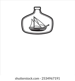 O "Bottled Maritime History Black Logo Design" incorpora a essência de artefatos náuticos antigos e tradições marítimas vintage. Este design impressionante captura o espírito do mar, com ele