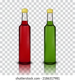 Ilustración vectorial de jarabe rojo y verde embotellado