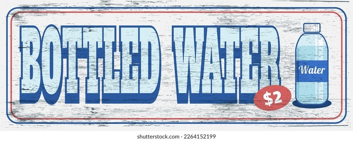 Bottled water 2 dollars sign on wood grain