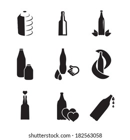 Bottled water icon set