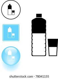 signo y botón del símbolo del agua embotellada