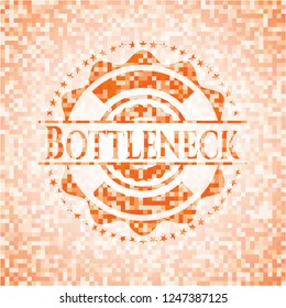 Bottleneck abstract orange mosaic emblem with background