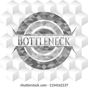 Bottleneck grey badge with geometric cube white background
