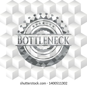 Bottleneck grey badge with geometric cube white background