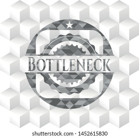 Bottleneck grey badge with geometric cube white background