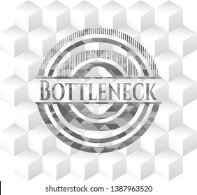 Bottleneck realistic grey emblem with cube white background