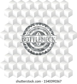 Bottleneck realistic grey emblem with cube white background