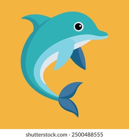 Bottlenose dolphin vector art illustration.
