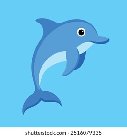 Bottlenose dolphin vector art illustration.