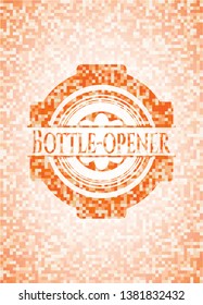 Bottle-opener abstract orange mosaic emblem