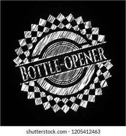 Bottle-opener chalk emblem written on a blackboard
