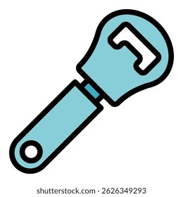Bottle-opener equipment icon. Outline bottle-opener equipment vector icon color flat isolated