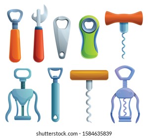 Bottle-opener icons set. Cartoon set of bottle-opener vector icons for web design