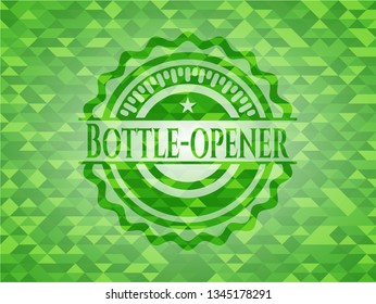 Bottle-opener realistic green mosaic emblem