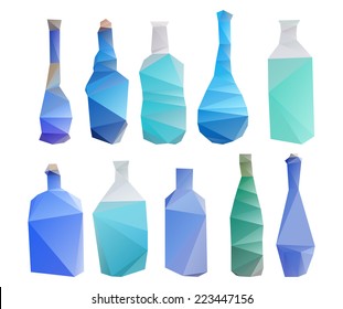 Bottles abstract isolated on a white backgrounds. silhouette. set
