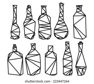 Bottles abstract isolated on a white backgrounds. silhouette. set