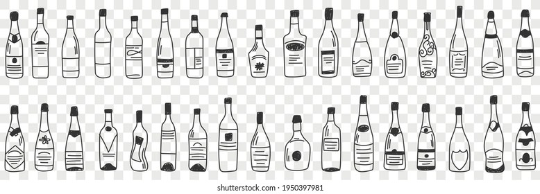 Bottles for alcohol doodle set
