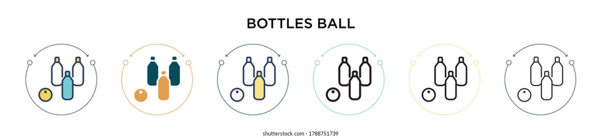 Bottles ball icon in filled, thin line, outline and stroke style. Vector illustration of two colored and black bottles ball vector icons designs can be used for mobile, ui, web